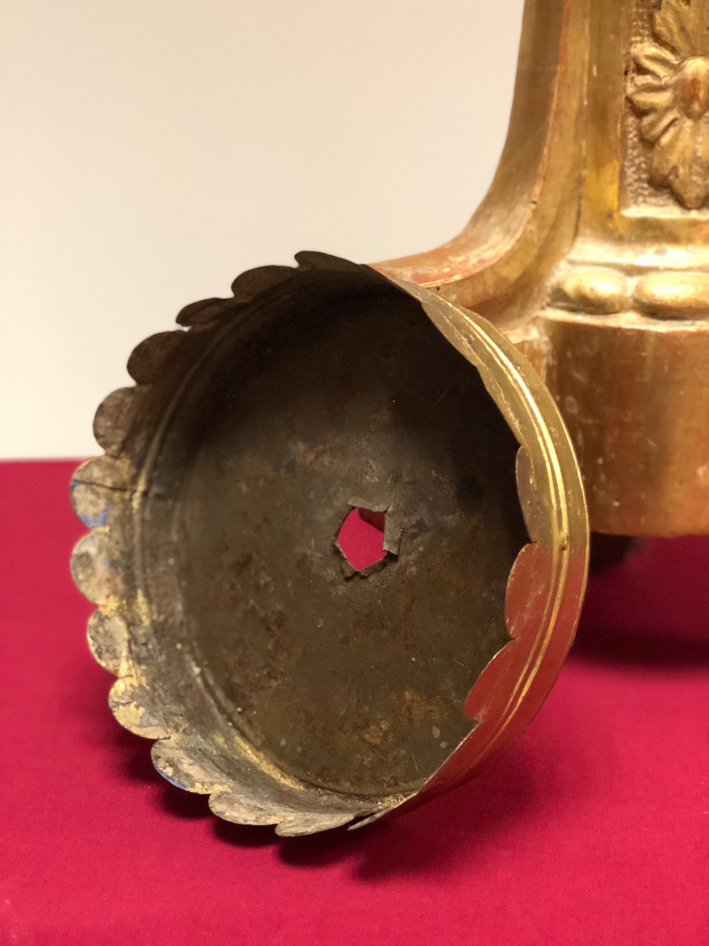Carved and gilded wooden candlestick in gold leaf Lombardy early 18th century