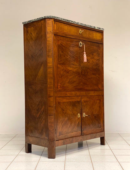 Secretaries veneered in walnut and various woods. Lombardy, late 18th century