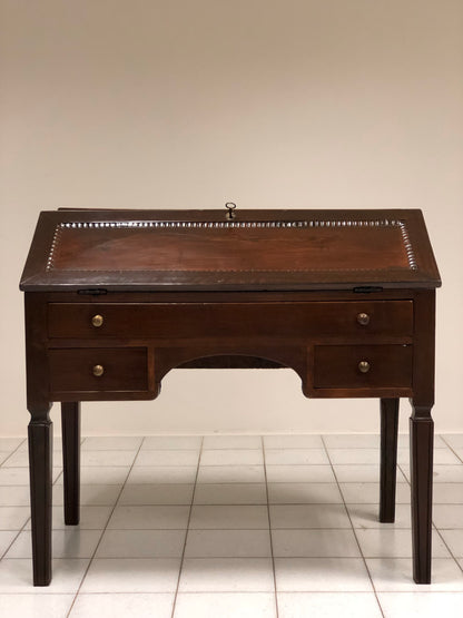 Louis XVI walnut drop-leaf desk.