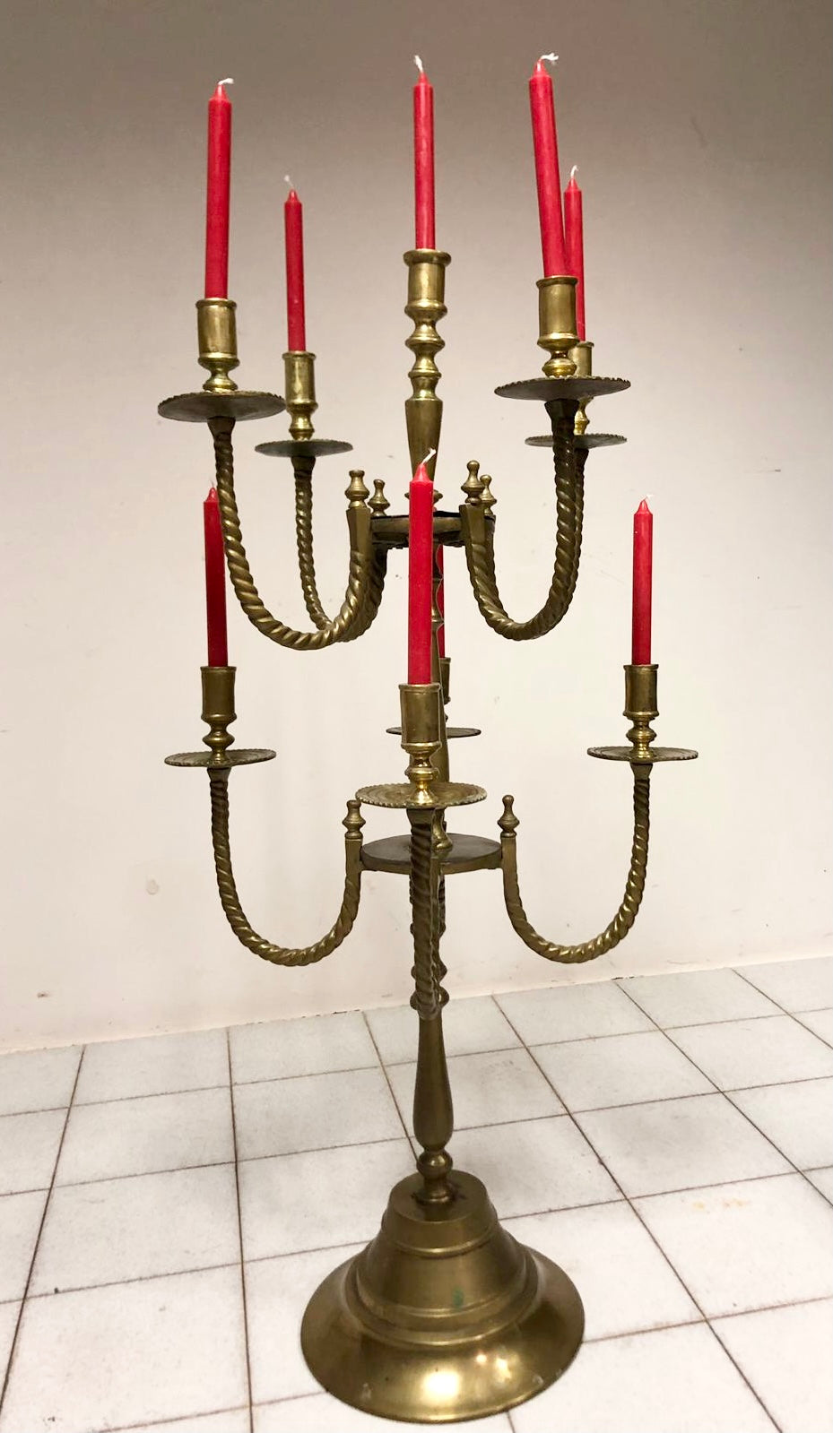 Gilded bronze candlestick with nine flames, 19th century