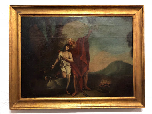 Olio su tela . Il sacrificio di Isacco . XVIII secolo