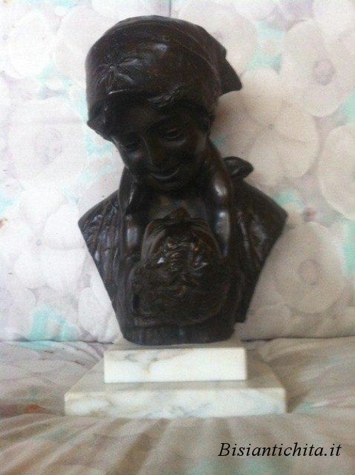 Bronze sculpture with white Carrara marble