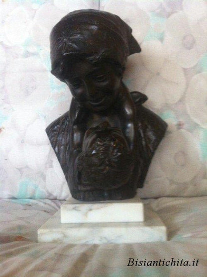 Bronze sculpture with white Carrara marble